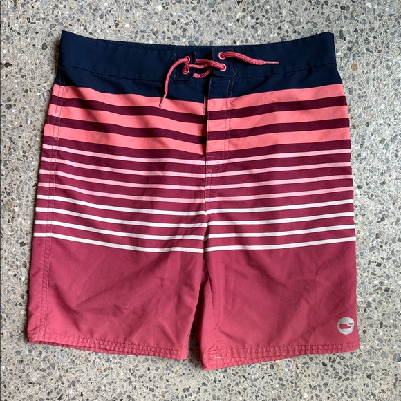 Vineyard Vines Pink and Navy Striped swim shorts - Picture 1 of 5